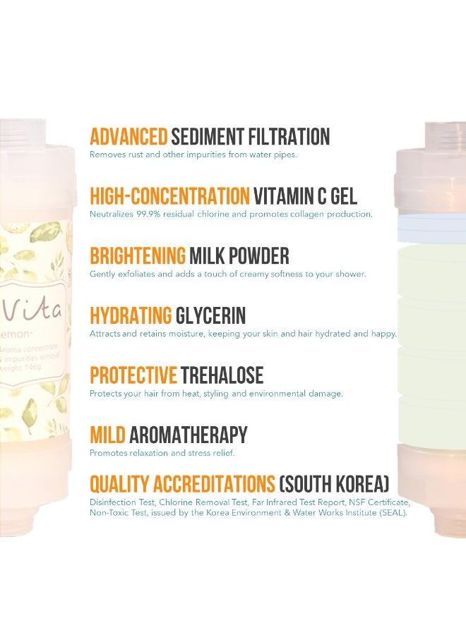 بي فيتا فلتر دش فيتامين كوري من بي فيتا - مضاد لتساقط الشعر - يمنع جفاف الجلد - إزالة الكلور - إزالة الصدأ - علاج عطري مريح - غير سام (ياسمين) - Image 4